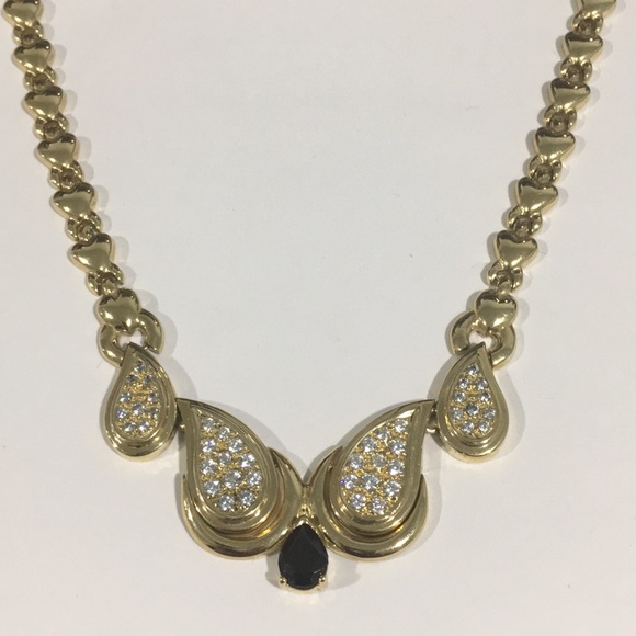 Jewelry - 14k Yellow Gold Heart ❤️ Link Necklace W/Cz Stones